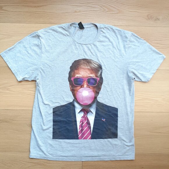 Trump Pink Bubble Gum and Sunglasses - New Men's Large Heather Grey T-Shirt - Picture 4 of 4